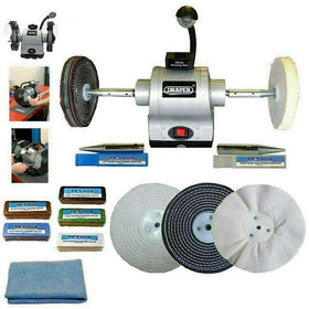 Draper 8" 550W Bench Grinder Polisher With Pro-Max 8" Metal Polishing Kit