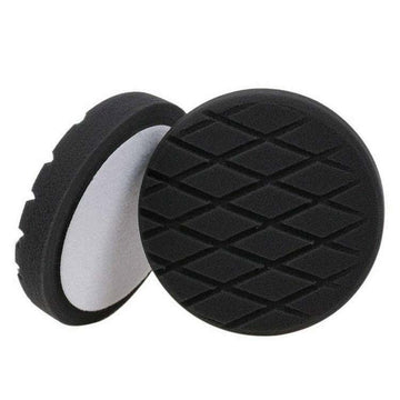 Diamond Foam Car Polisher pad, black textured foam with diamond-patterned face and Velcro backing