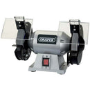 Draper 6" 250W bench grinder in grey metal with dual grinding wheels and clear eye shields