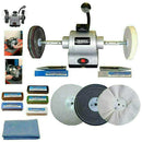 Draper 8" 550W Bench Grinder in silver metal with polishing wheels, compounds and blue microfibre cloth included