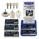 Drill Aluminium Alloy metal polishing kit with felt buffs, polishing wheels, compounds, cloth and guide 

