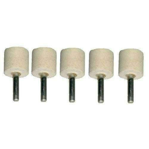 Drill Aluminium Alloy mounted cylindrical felt polishing wheels with cream felt heads and metal arbors