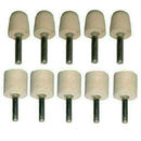 Drill Chrome Felt Metal Polishing Kit with ten beige felt polishing wheels and dark metal shafts