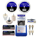 Drill Chrome Metal Polishing Kit with white buffing wheels, polishing mops, compounds, mandrel and cloth