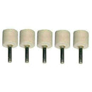 Drill Steel And Stainless Steel polishing kit with five cream cylindrical felt buffs and metal arbors