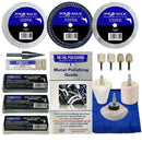 Drill Steel And Stainless Steel polishing kit with fabric buffing wheels, felt tips, compounds and drill adaptor