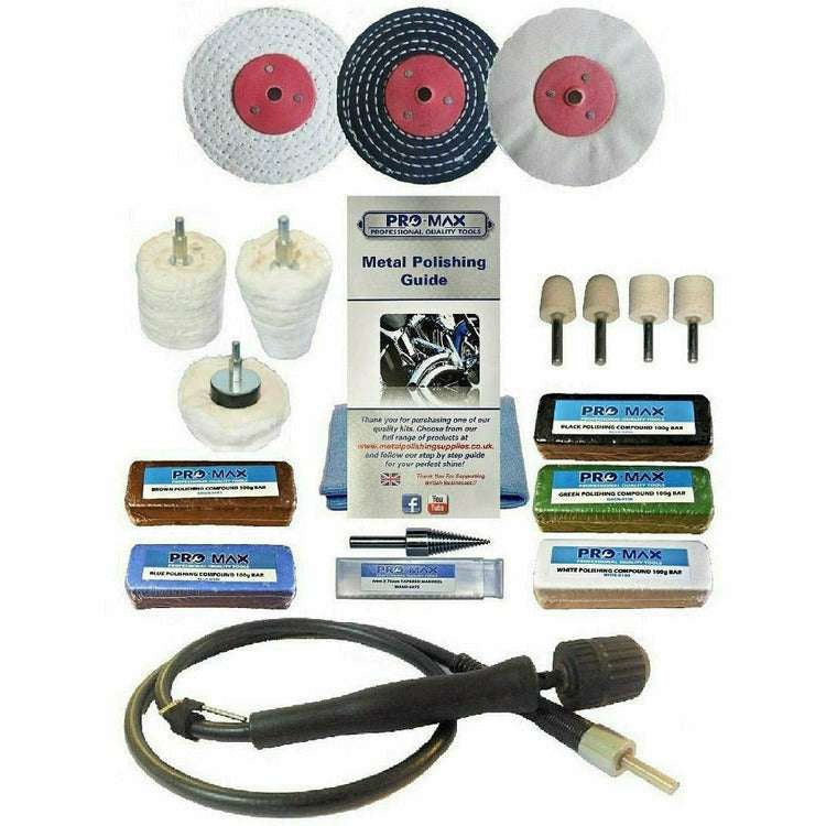 Aluminium Alloy Brass Steel Metal Polishing Buffing Kit 18pc 4" x 1" Pro-Max