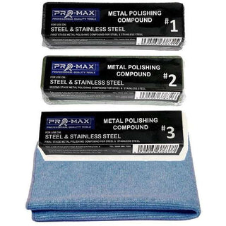 Pro-Max Steel & Stainless Steel 250g Metal Polishing Compound 4pc Kit