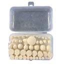 Hobby Tool 50-piece mounted felt bob kit with assorted cream polishing heads in a clear storage case