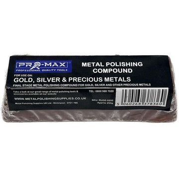 Jewellers Rouge metal polishing compound bar, dark maroon wax, 250g Pro-Max pack for precious metals
