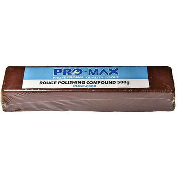 Jewellers Rouge 500g brown metal polishing compound bar in clear wrap with Pro-Max label