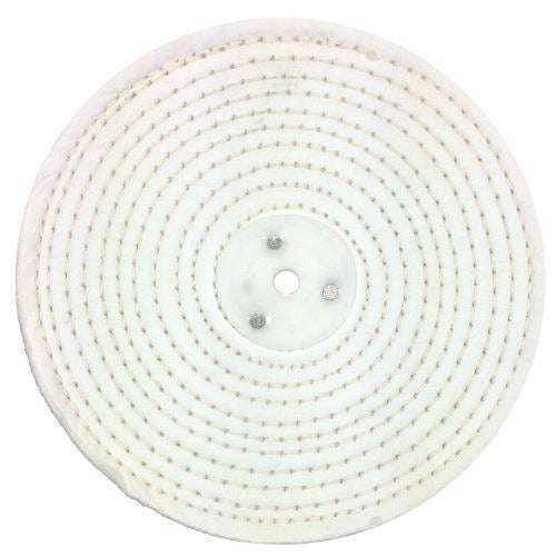 Jewellery Polishing Buffing white cotton stitched wheel with concentric sewing and central mounting holes