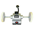 Jewellery Polishing Machine with silver Draper body, twin white buffing wheels and built-in work light