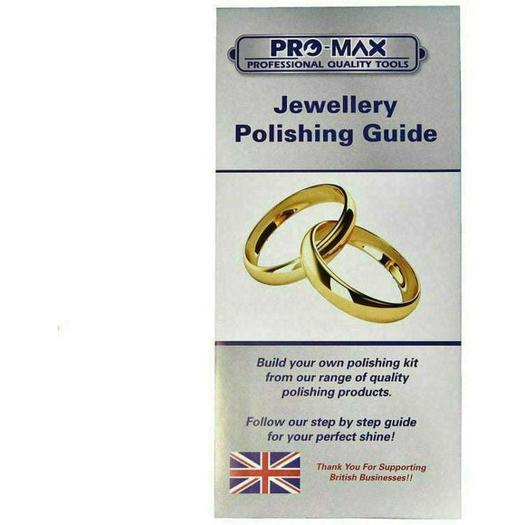 Jewellery Polishing Machine guide featuring a printed cover with gold interlocking rings and Pro-Max branding