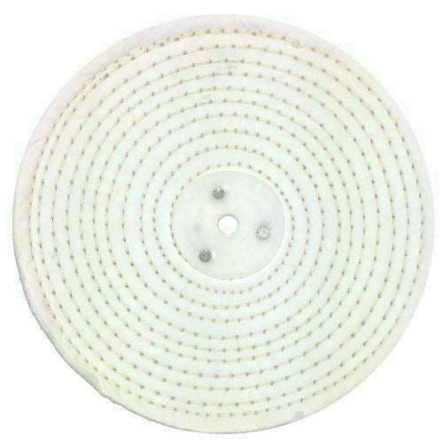Jewellery Polishing Machine white stitched cotton buffing wheel with concentric rows and central mounting hole