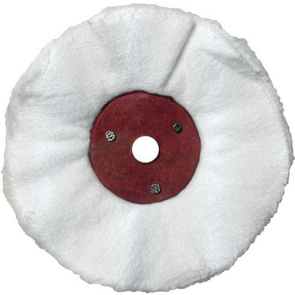 Jewellery Polishing WDR white cotton loose fold buffing wheel with red centre and circular bore