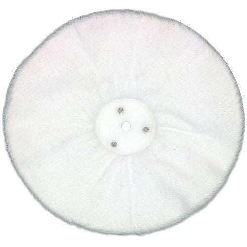 Jewellery Polishing white cotton loose-fold buffing wheel with a central bore and stitched construction