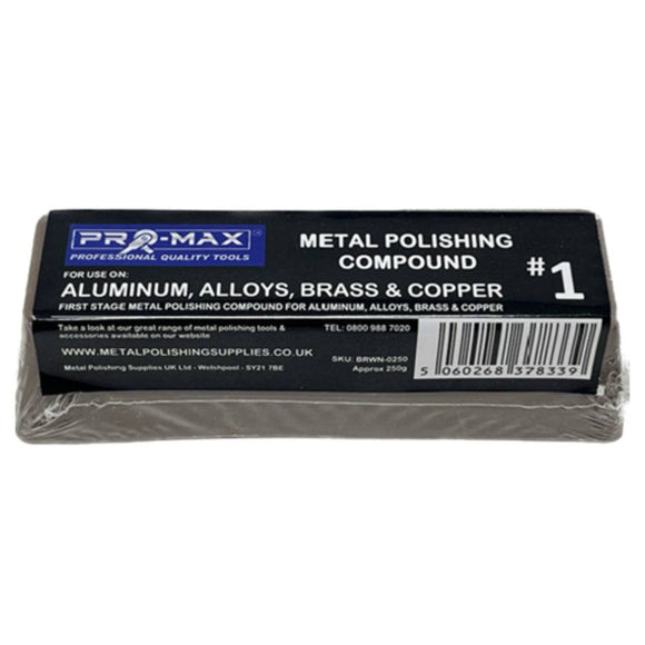 Metal Polishing Compound bar in black packaging, marked No. 1 for aluminium, alloys, brass and copper