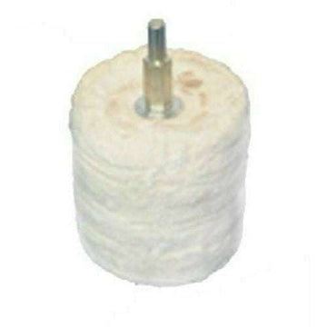 Pro-Max 38mm Cylinder white soft cotton polishing buffing wheel with a central metal arbor