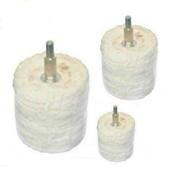 Pro-Max 3pc Cylinder Metal Polishing set of three white cotton cylindrical buffing wheels with metal arbors