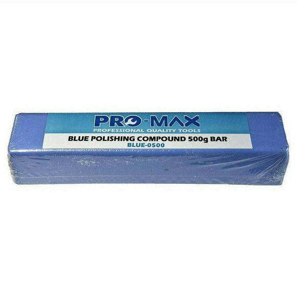 Pro-Max 500g Aluminum Alloy blue wax-based metal polishing compound bar in clear packaging
