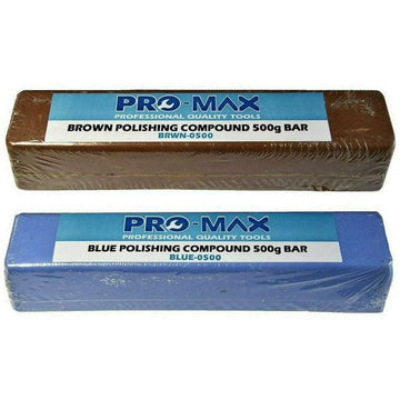 Pro-Max 500g Aluminum Alloy polishing compound kit with brown and blue wax bars in clear wrapping