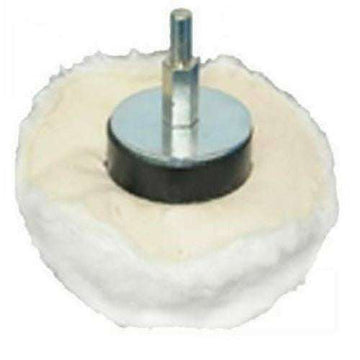 Pro-Max 60mm Dome white cotton polishing buffing wheel with a 6mm metal arbor and central hub