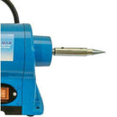 Pro-Max Bench Grinder with blue metal housing and silver tapered right-hand spindle adapter