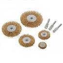Pro-Max Bench Grinder accessory kit with six brass wire wheels and three metal mandrels in assorted sizes
