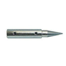 Pro-Max Bench Grinder right hand spindle adapter in silver metal with cylindrical body, holes and tapered threaded mandrel