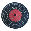 Pro-Max metal polishing wheel with dark stitched fabric layers and red centre hub with 5mm bore