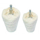Pro-Max Metal Polishing mounted goblet buffing wheels in soft white cotton with 6mm metal arbors
