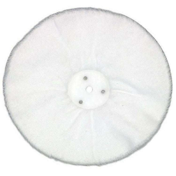Pro-Max metal polishing white fabric buffing wheel with soft stitched construction and central mounting hole