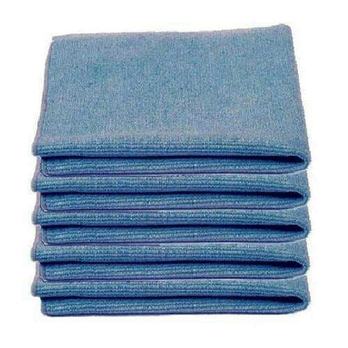 Pro-Max Microfibre Cloths, blue 250gsm stack with soft textured fabric and neatly folded edges