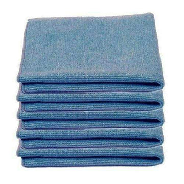 Pro-Max Microfibre Cloths, blue 250gsm stack with soft textured fabric and neatly folded edges
