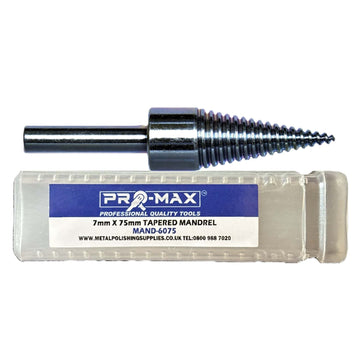 Drill Aluminium Alloy Brass Copper tapered mandrel adaptor, polished steel, with threaded cone and clear Pro-Max case