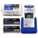 Rotary Multi Hobby Tool chrome felt bob polishing kit with storage case, compounds, guide and blue microfibre cloth