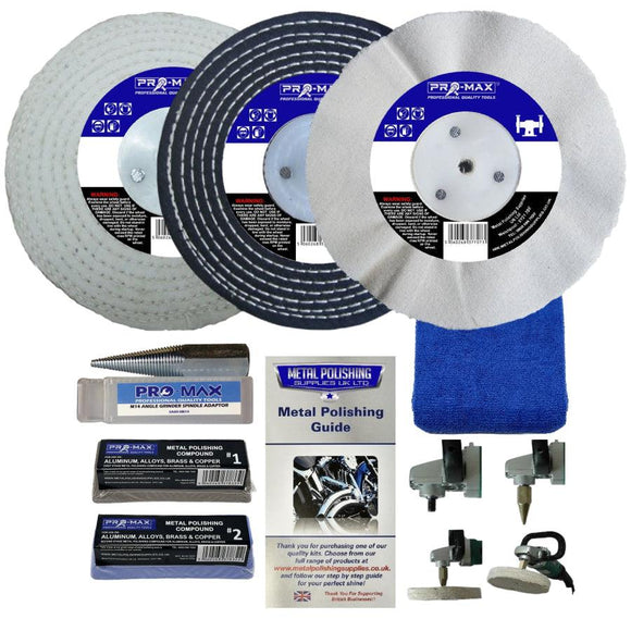 Sander Polisher Aluminium Alloy metal polishing kit with three buffing wheels, compounds, adapter and cloth