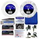 Sander Polisher chrome metal polishing kit with white buffing wheels, compounds, spindle adaptor and cloth