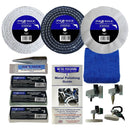 Sander Polisher Steel metal polishing kit with three buffing wheels, compounds, spindle adaptor and cloth