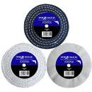 Drill Steel And Stainless Steel polishing buffing kit with three Pro-Max fabric wheels in dark blue and white