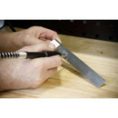 Sealey 135W Rotary Hobby Tool with flexible shaft filing a metal strip using a mounted abrasive attachment