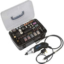 Sealey 170W Rotary Hobby Tool in black with flexible shaft and extensive accessory kit in storage case