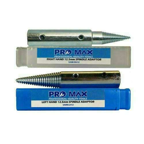 Sealey 6" 150W Bench Grinder spindle adaptors, two metal threaded shafts with Pro-Max blue and white cases