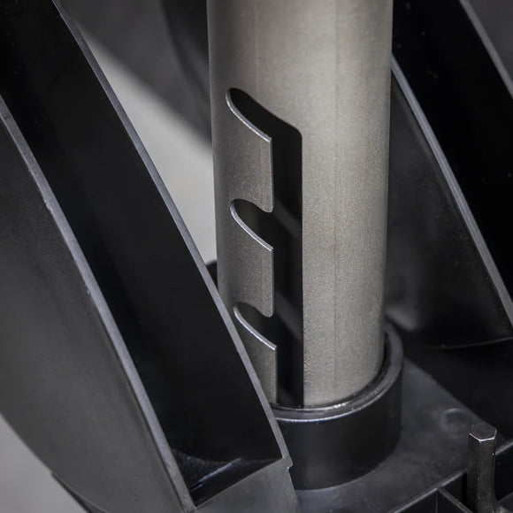 Sealey Bench Grinder Stand with a grey metal post, black circular collar and slotted bracket detail