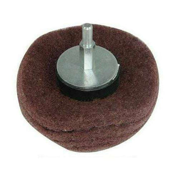 Silverline 100mm Dome Metal Sanding Wheel in brown abrasive nylon web with a central metal arbour, 240 grit
