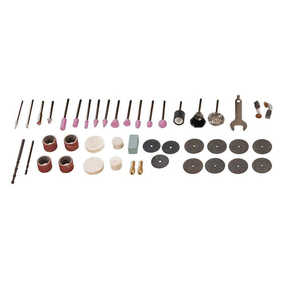 Silverline 135W Multi-Function Rotary Tool accessory set with sanding drums, grinding stones, cutting discs and polishing wheels