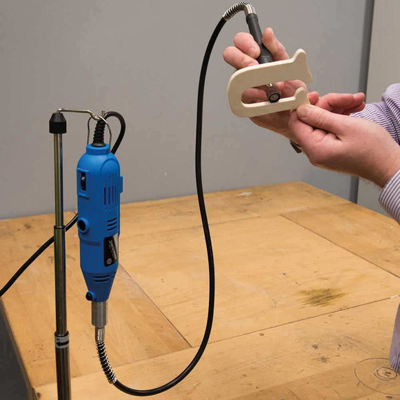 Silverline Rotary Hobby Tool blue rotary tool with black flexible drive shaft and beige pen grip