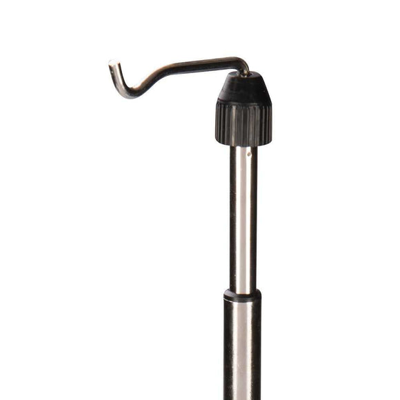 Silverline Rotary Tool telescopic hanging stand with silver metal shaft, black chuck, and curved hook