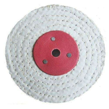 Sisal 4" x 1/2" Metal Polishing Buffing Wheel Mop with white stitched sisal layers and red centre hub